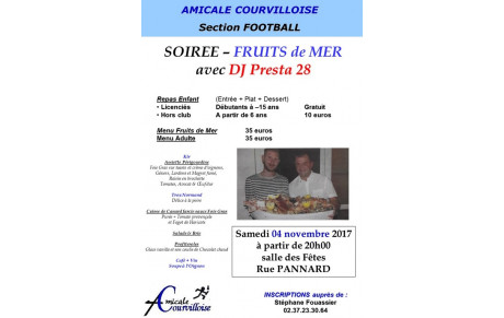 Soirée Fruits de Mer - 04 Novembre 2017